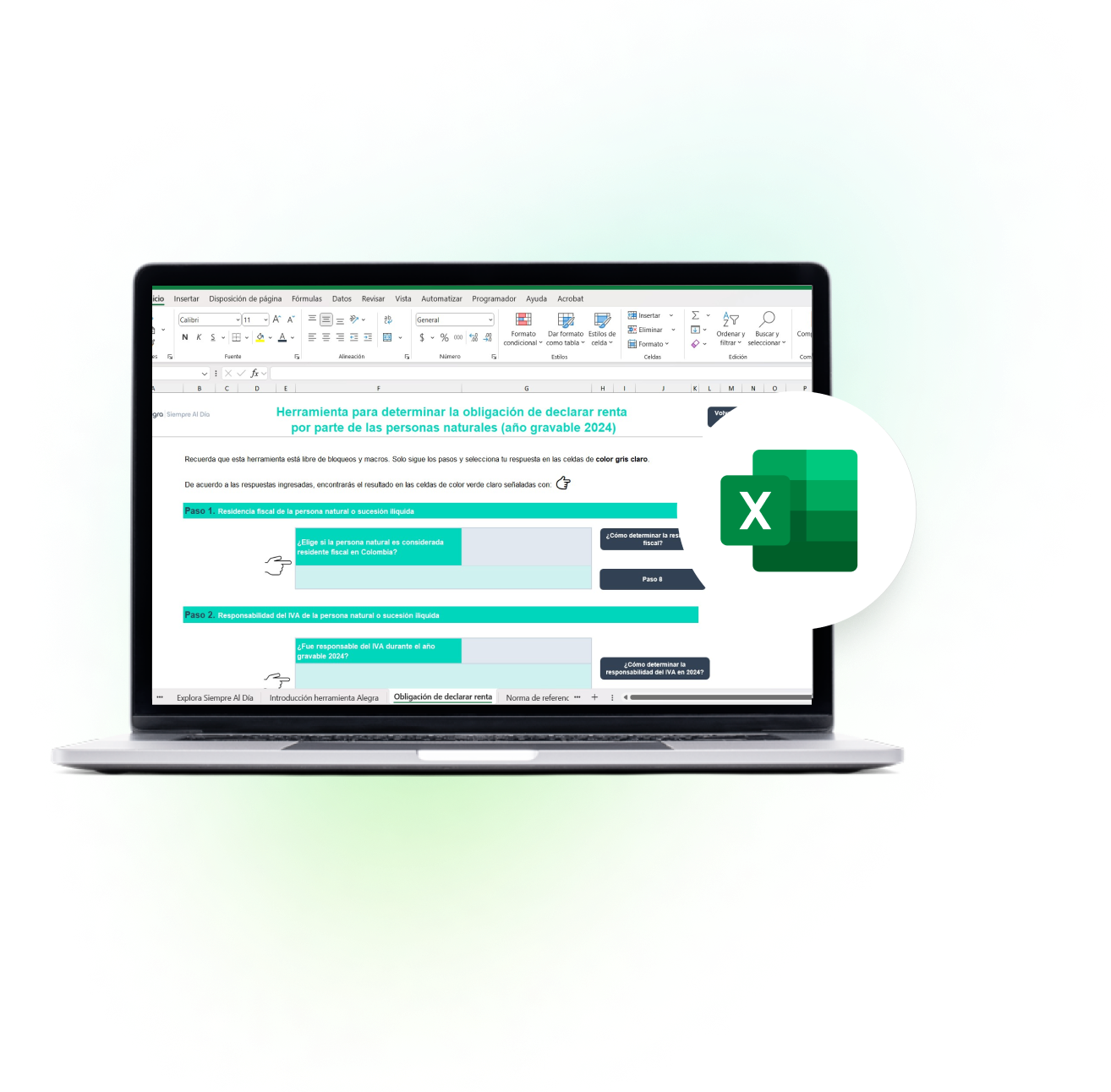 Excel para determinar la obligación de declarar renta en Colombia